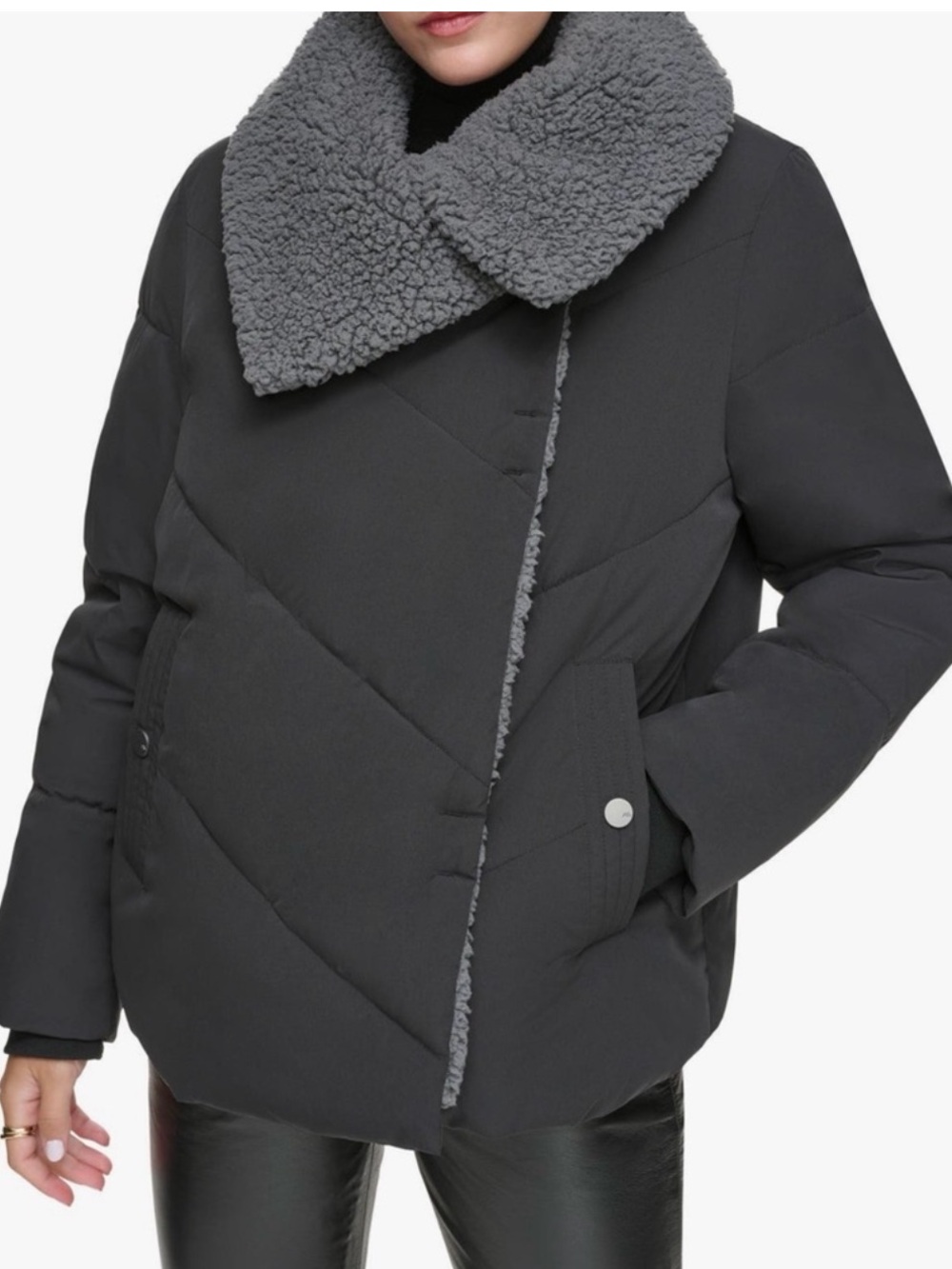 Andrew Marc Valencia Faux Shearling Lined Water-Resistant Puffer Jacket NWT L